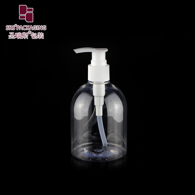 Wholesale empty round shape transparent bottle pet 300ml hand washing container with pump