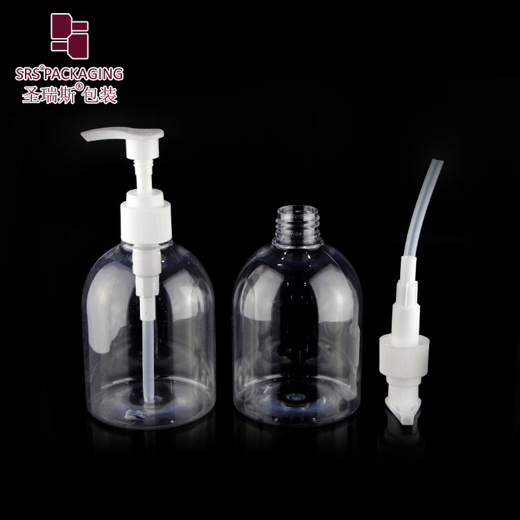 Wholesale empty round shape transparent bottle pet 300ml hand washing container with pump