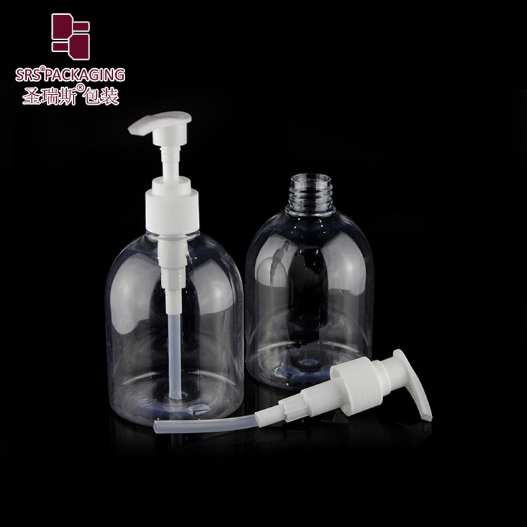 Wholesale empty round shape transparent bottle pet 300ml hand washing container with pump