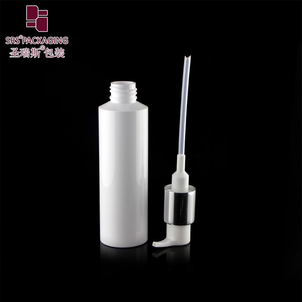 Popular white cosmetic PET  bottle spray 150ml skin care toner travel pump container made of recycled material