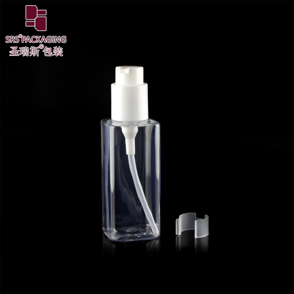 New empty cosmetic facial cleanser 120ml clear PET plastic cream / gel pump bottle