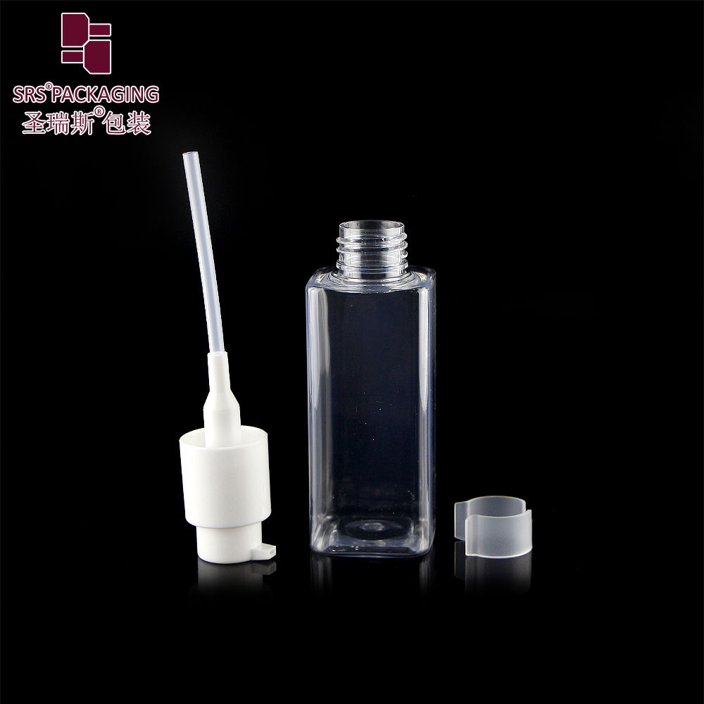 New empty cosmetic facial cleanser 120ml clear PET plastic cream / gel pump bottle