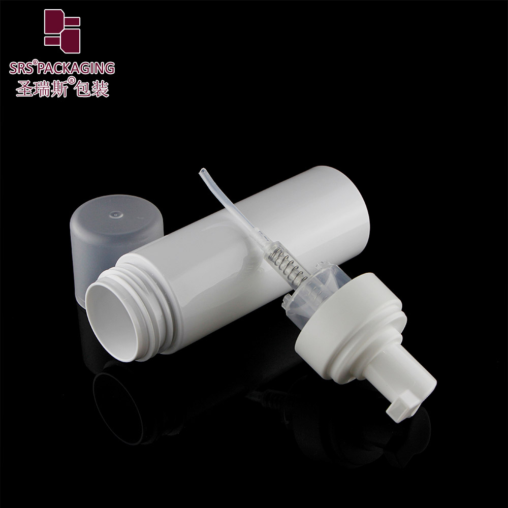 High Quality 180ml PET Empty White Foam Soap Dispenser Pump Bottle for Cosmetic Packaging