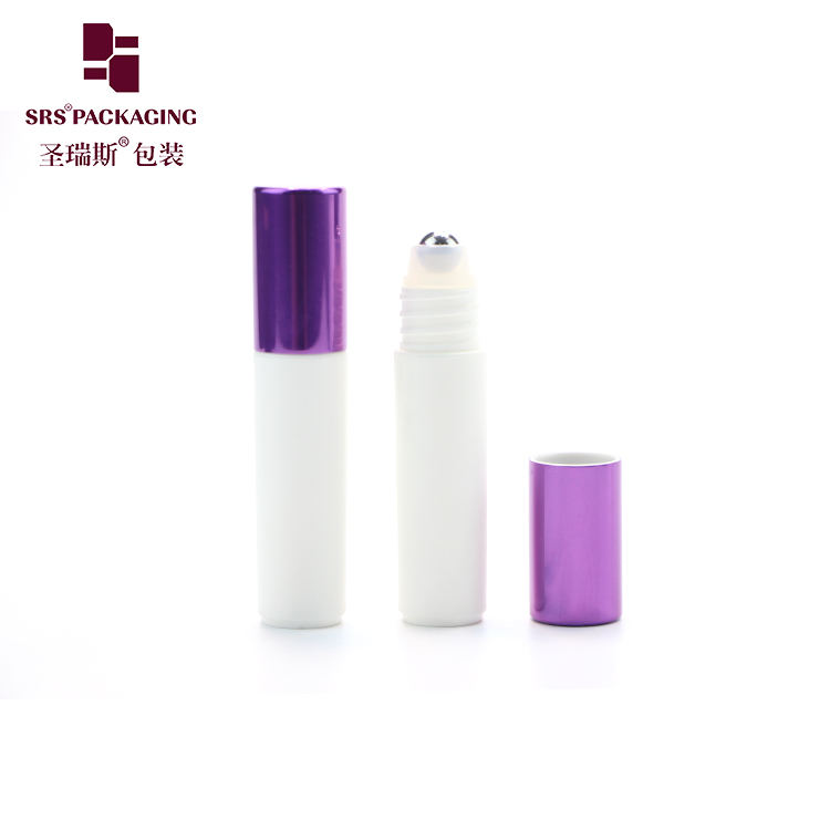 White Plastic Perfume Packaging 5ml Roller Ball Bottle with alumium cap