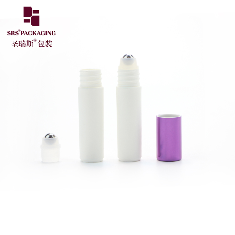 White Plastic Perfume Packaging 5ml Roller Ball Bottle with alumium cap