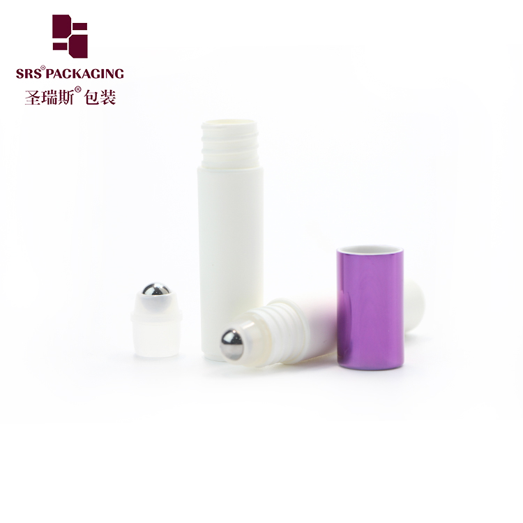 White Plastic Perfume Packaging 5ml Roller Ball Bottle with alumium cap