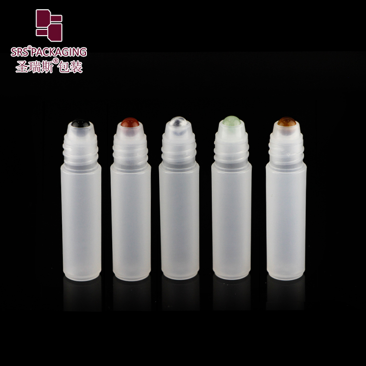 eco friendly PP matte clear plastic perfume roll on bottle 5 ml with jade ball