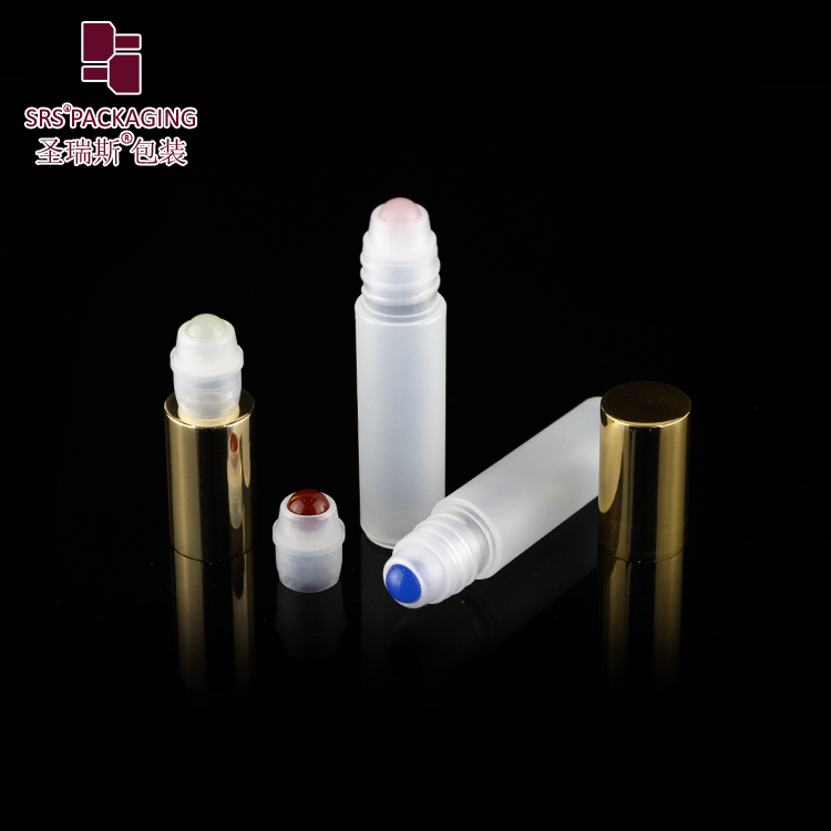 eco friendly PP matte clear plastic perfume roll on bottle 5 ml with jade ball