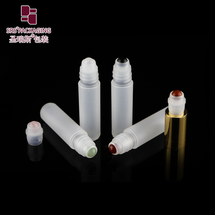 eco friendly PP matte clear plastic perfume roll on bottle 5 ml with jade ball