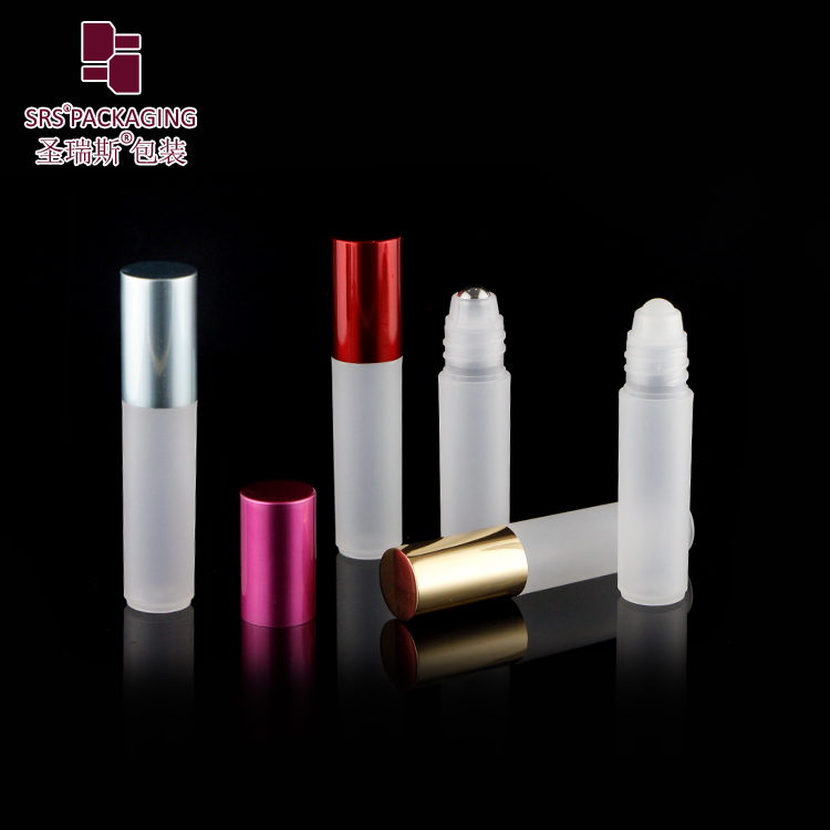 frosted natural PP colorful aluminum cap empty perfume 5 ml roll on bottle in stock