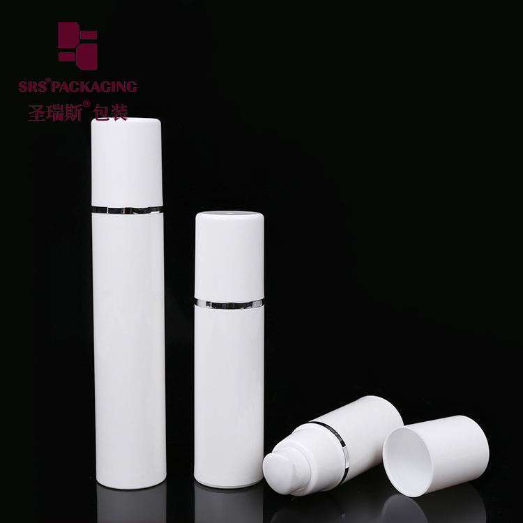 Cosmetic Pump Airless Bottle PP Plastic with Silver Line Wholesale Empty 15ml 30ml 50ml 