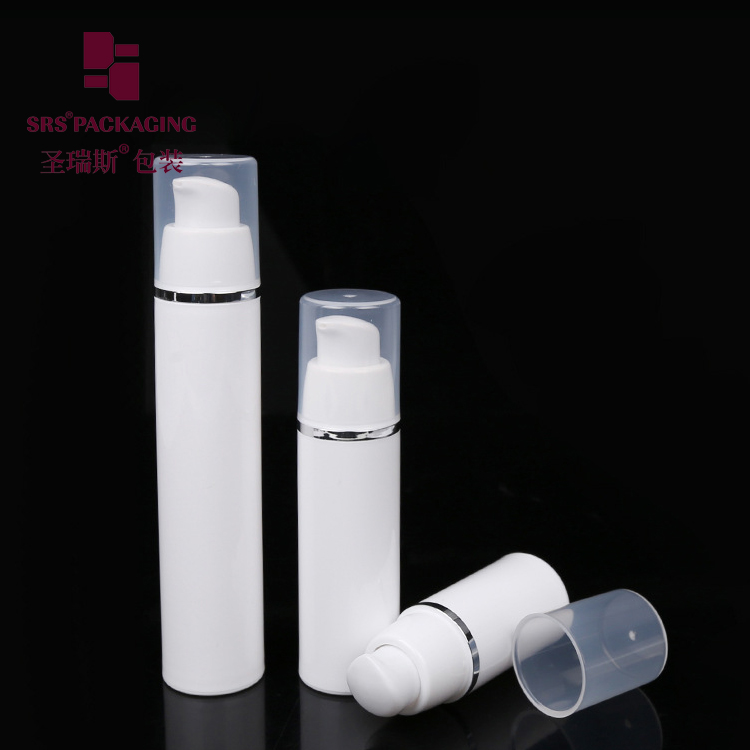 Cosmetic Pump Airless Bottle PP Plastic with Silver Line Wholesale Empty 15ml 30ml 50ml 