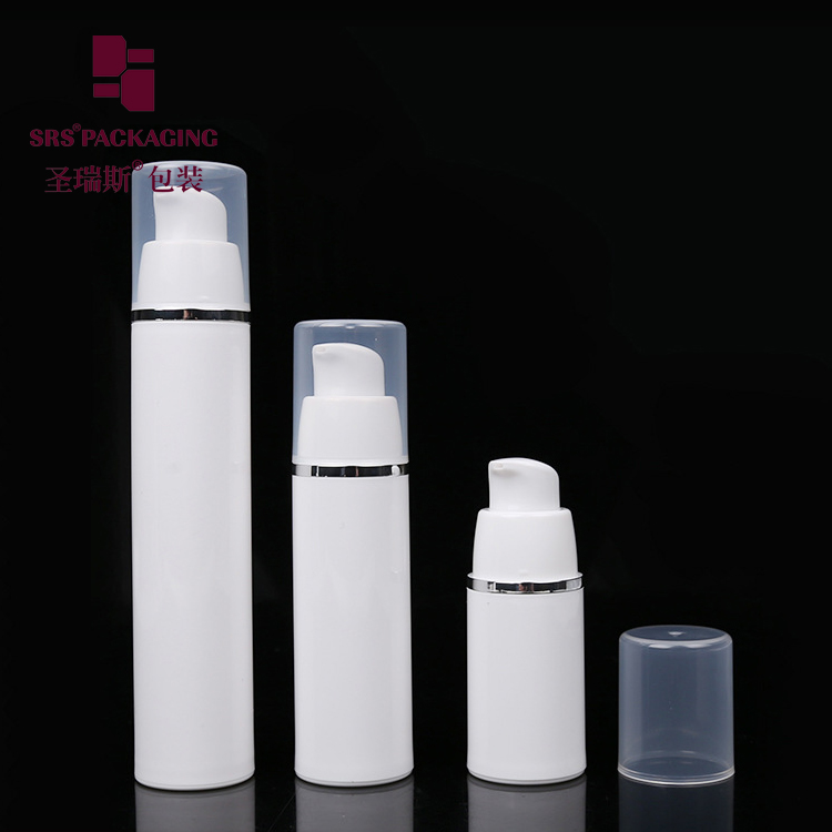 Cosmetic Pump Airless Bottle PP Plastic with Silver Line Wholesale Empty 15ml 30ml 50ml 