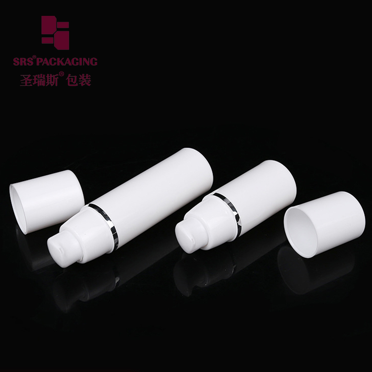 Cosmetic Pump Airless Bottle PP Plastic with Silver Line Wholesale Empty 15ml 30ml 50ml 