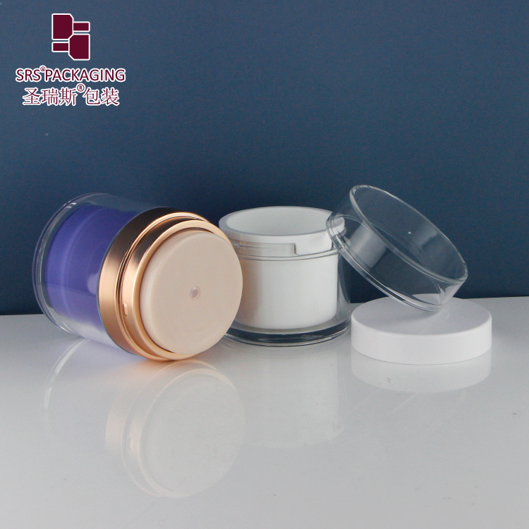 Cosmetic Packaging Refillable Double Wall Acrylic Airless Jar 30g 50g With Replace Inner Pot