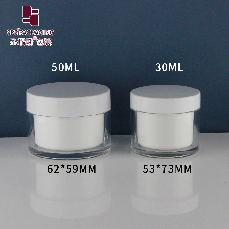 Cosmetic Packaging Refillable Double Wall Acrylic Airless Jar 30g 50g With Replace Inner Pot