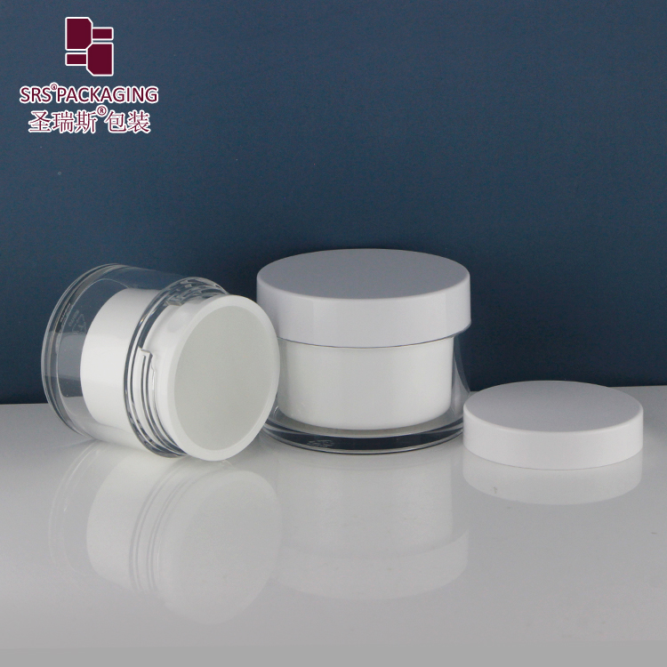 Cosmetic Packaging Refillable Double Wall Acrylic Airless Jar 30g 50g With Replace Inner Pot