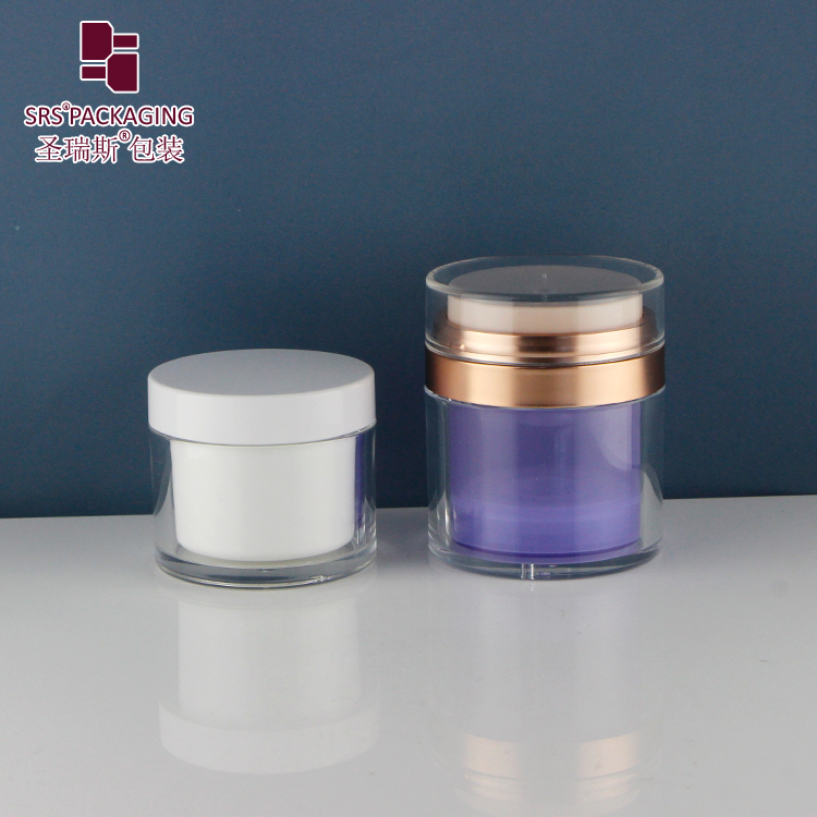 Cosmetic Packaging Refillable Double Wall Acrylic Airless Jar 30g 50g With Replace Inner Pot