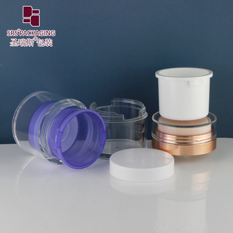 Cosmetic Packaging Refillable Double Wall Acrylic Airless Jar 30g 50g With Replace Inner Pot