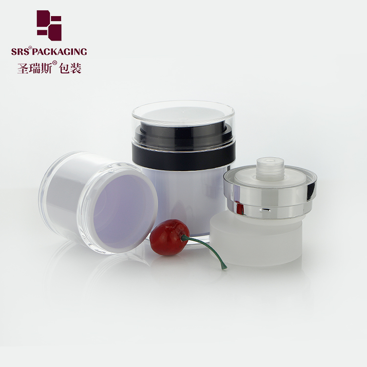 2021 new product replaceable inner airless pump acrylic cream jar with color decoration