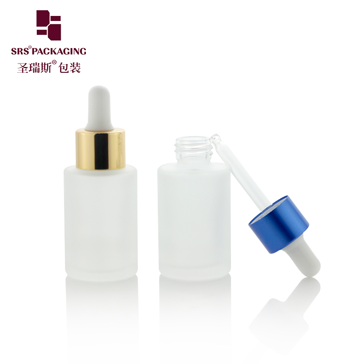 Paint Customized Cosmetic Serum Clear Frosted Glass Dropper Bottle