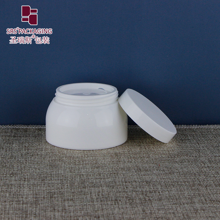 Unique bowl shape 50ml 100ml white PP plastic jar glossy double wall design cream container