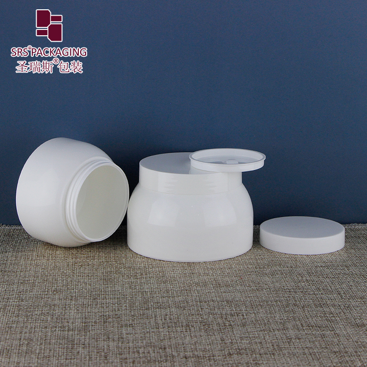 Unique bowl shape 50ml 100ml white PP plastic jar glossy double wall design cream container