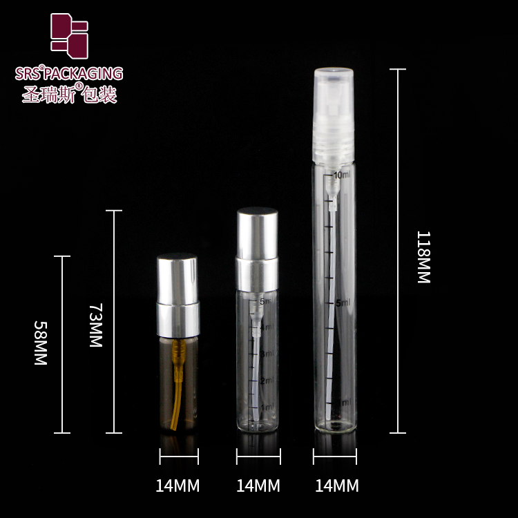 Portable 3ml 5ml 10ml Perfume Atomizer Glass Perfume Spray Bottle With Aluminum Pump Cap