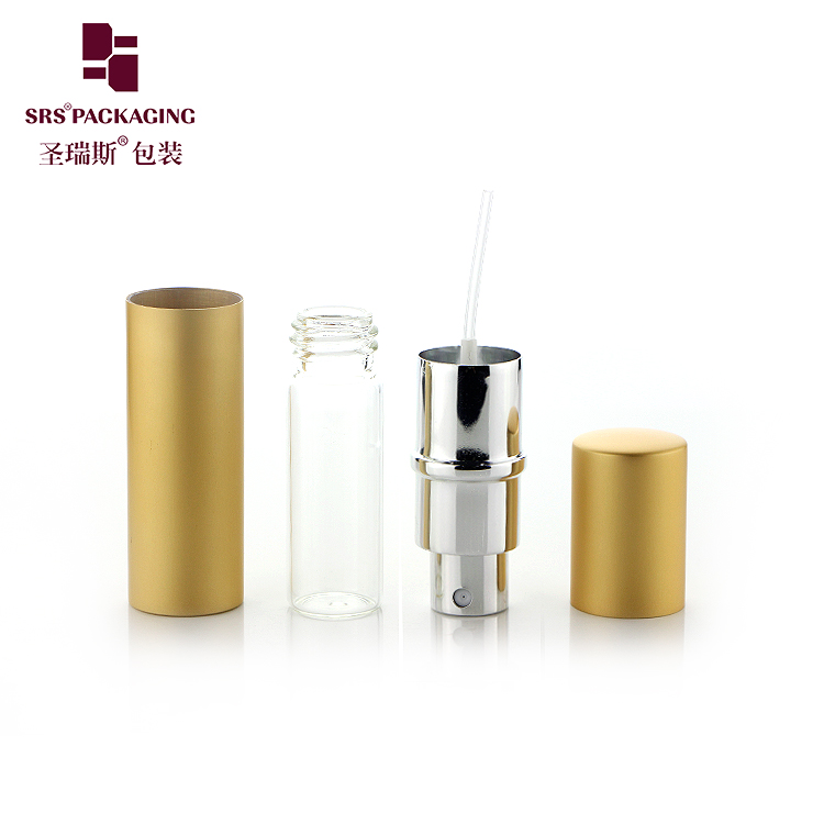 Mini Size Cosmetic Empty Gold Silver Fragrance Perfume Spray Bottle 5ml