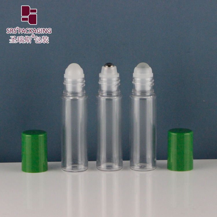 Wholesale Glass Ball 10ml Roll on PET eco friendly Bottle Roller Bottle Container for Lip Oil Hair Toxic Pack 100% NO Leakage