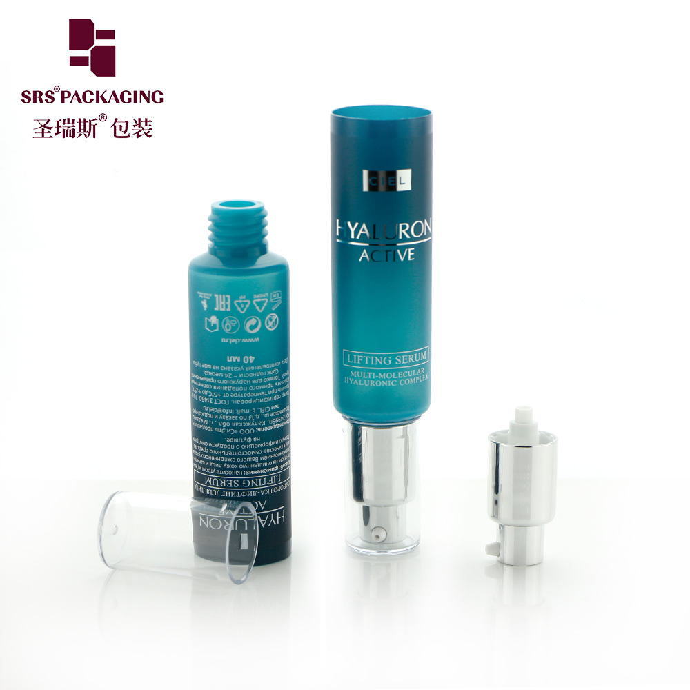 SRS Packaging D30mm Custom Make Printed PCR Bio PE Snap Top Lotion Bottle Airless Pump Cosmetic Tube