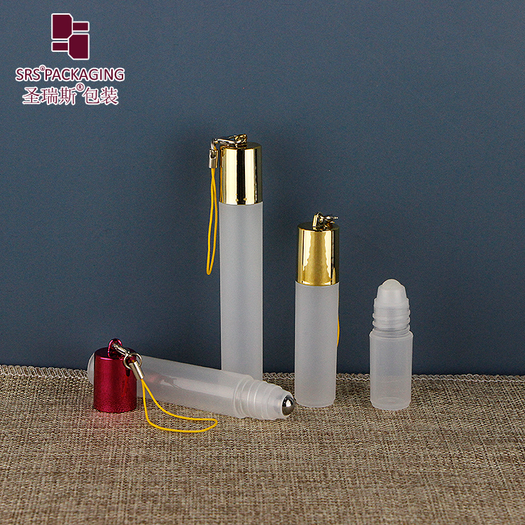 hot seal metalized cap slim injection white 3ml 5ml 7ml 8ml roll-on hanging car perfume bottle with hook