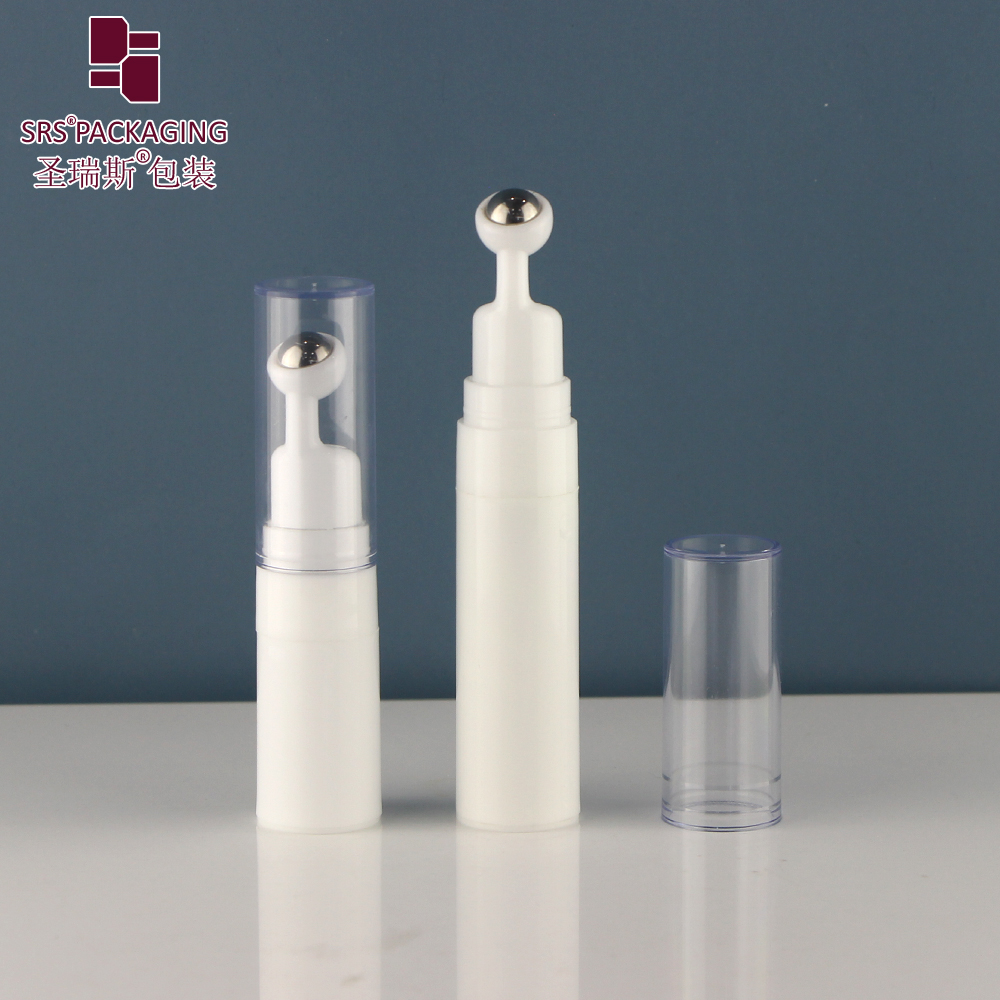 Plastic Airless Empty Injection White Bottle 15ml Cosmetic Eye Roll On