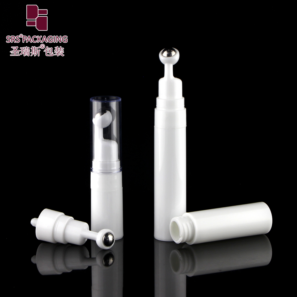 Plastic Airless Empty Injection White Bottle 15ml Cosmetic Eye Roll On