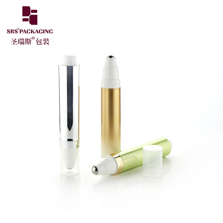 10ml High quality metal roller airless PP plastic roll on for eye cream serum essence emulsion syringe bottle