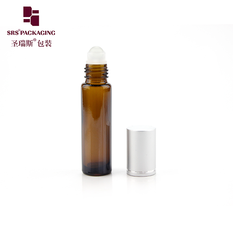 10ml Amber Mold Glass Roll On Bottles Essential Oil Serum gemstone roller ball bottle