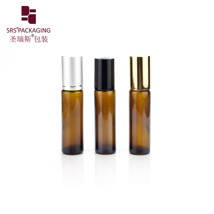 10ml Amber Mold Glass Roll On Bottles Essential Oil Serum gemstone roller ball bottle