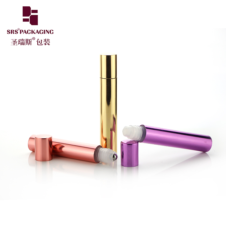 Wholesale Cosmetic Packaging Luxury Gold Aluminum Roll On Bottle 10ml With Steel Roller Ball