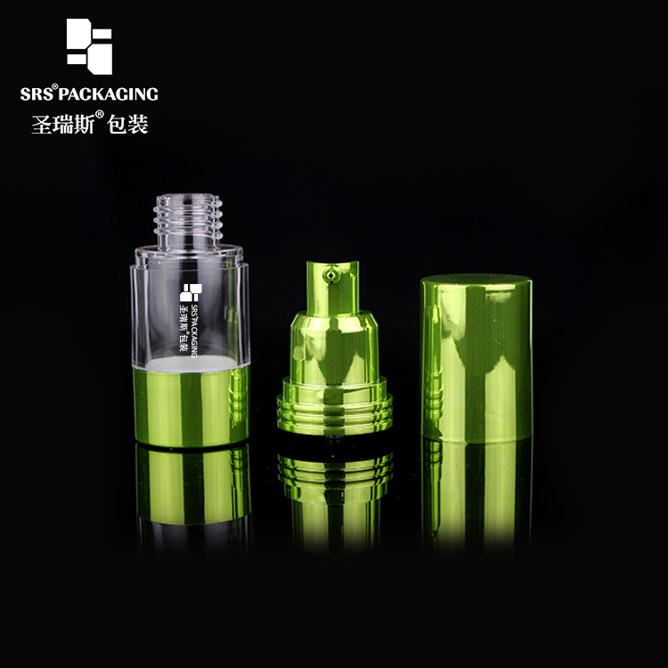 15ml 30ml 40ml 50ml 80ml 100ml 120ml Green Shiny Airless Pump Plastic Bottle Cosmetic Packaging For Foundation CC Cream 