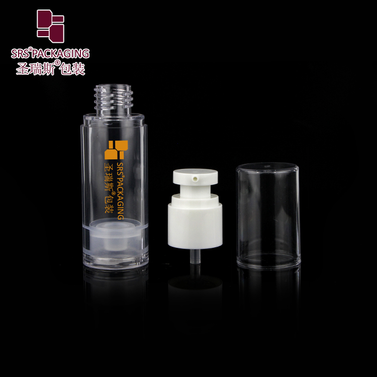 Transparent AS plastic cosmetic airless bottle spray pump lotion vacuum pumps serum container