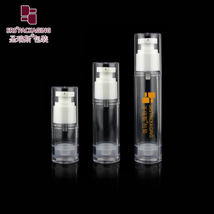 Transparent AS plastic cosmetic airless bottle spray pump lotion vacuum pumps serum container