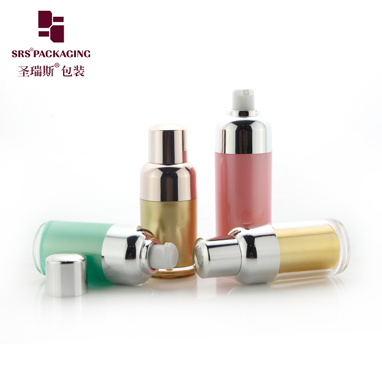 Double Wall Round Cosmetic Lotion Packaging Empty AS Plastic Airless Bottle 15ml 30ml 50ml