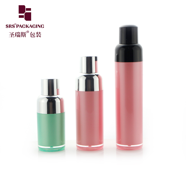 Double Wall Round Cosmetic Lotion Packaging Empty AS Plastic Airless Bottle 15ml 30ml 50ml