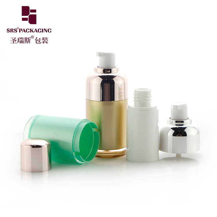 Double Wall Round Cosmetic Lotion Packaging Empty AS Plastic Airless Bottle 15ml 30ml 50ml