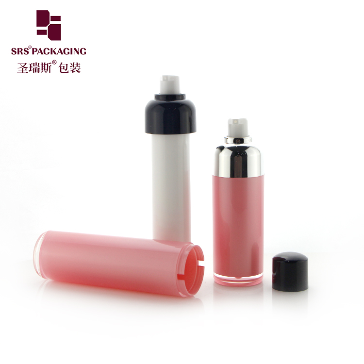 Double Wall Round Cosmetic Lotion Packaging Empty AS Plastic Airless Bottle 15ml 30ml 50ml