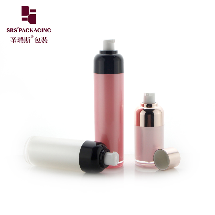 Double Wall Round Cosmetic Lotion Packaging Empty AS Plastic Airless Bottle 15ml 30ml 50ml