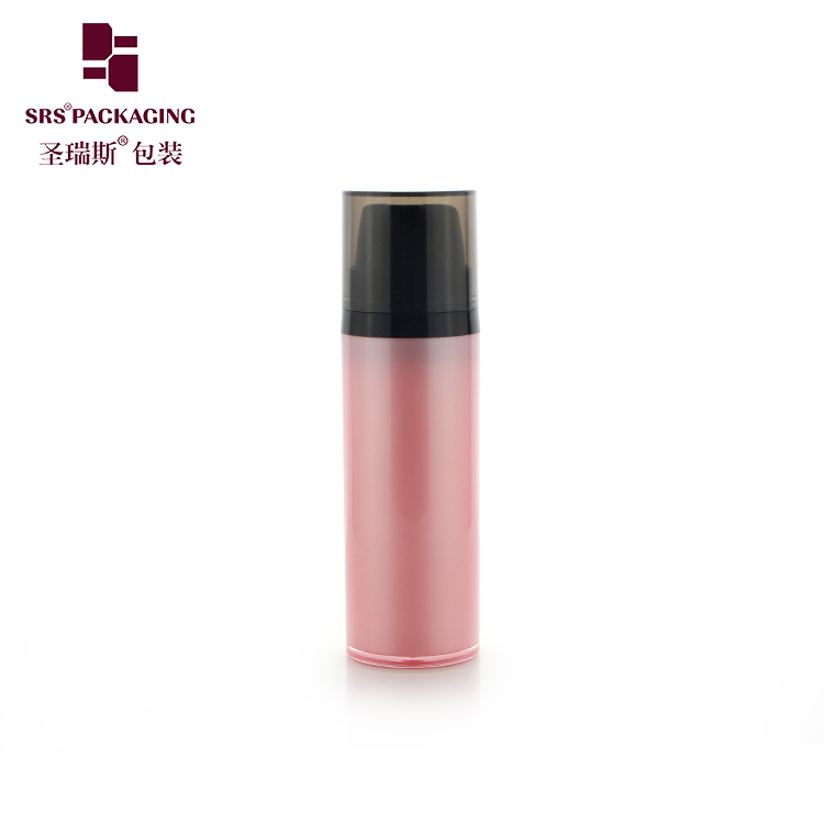 Hot sale Custom Pink AS Plastic Round Cosmetic Lotion Airless Pump Bottle 15ml 30ml 50ml