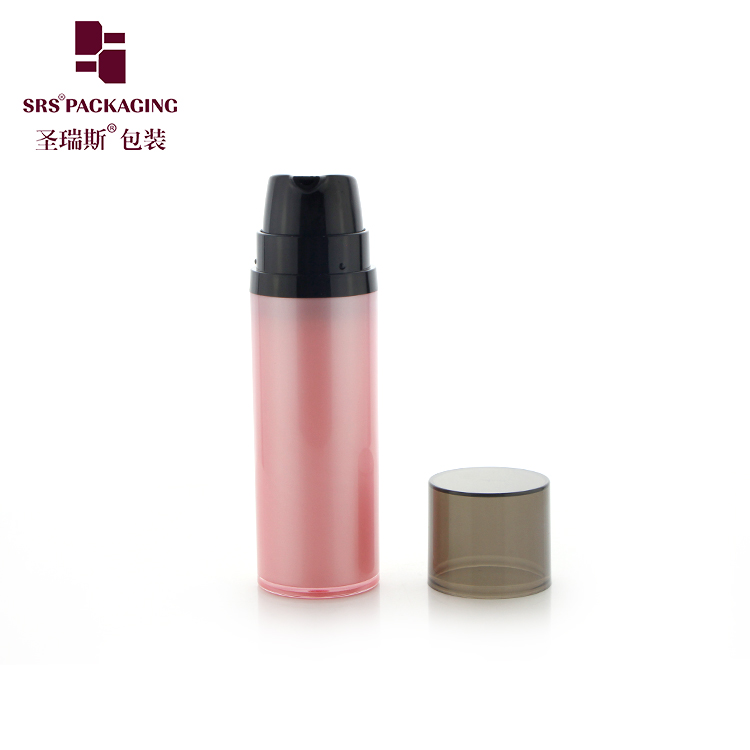 Hot sale Custom Pink AS Plastic Round Cosmetic Lotion Airless Pump Bottle 15ml 30ml 50ml