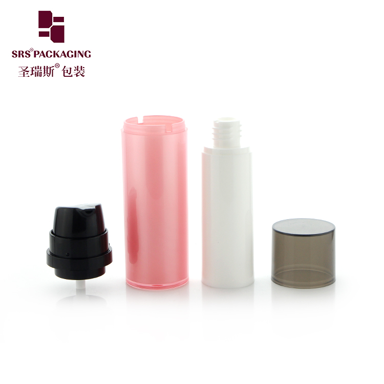 Hot sale Custom Pink AS Plastic Round Cosmetic Lotion Airless Pump Bottle 15ml 30ml 50ml