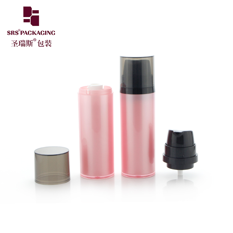 Hot sale Custom Pink AS Plastic Round Cosmetic Lotion Airless Pump Bottle 15ml 30ml 50ml